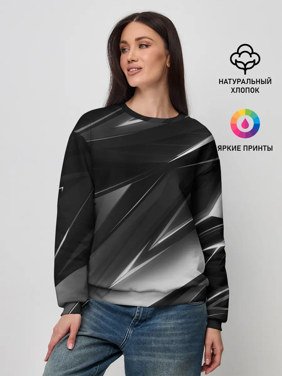 Женский свитшот / GEOMETRY STRIPES BLACK & WHITE