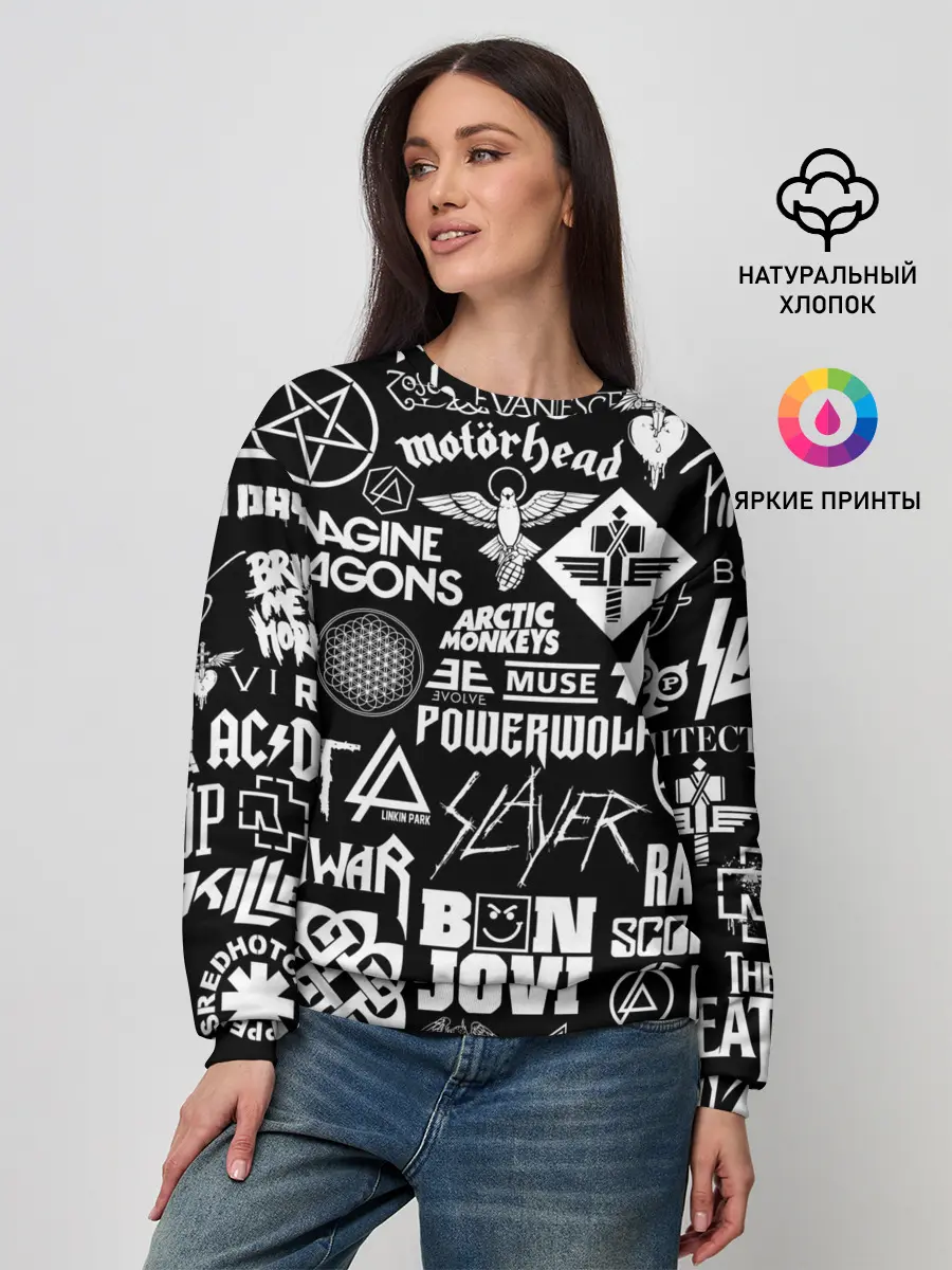 Женский свитшот / ЛОГОТИПЫ РОК ГРУПП