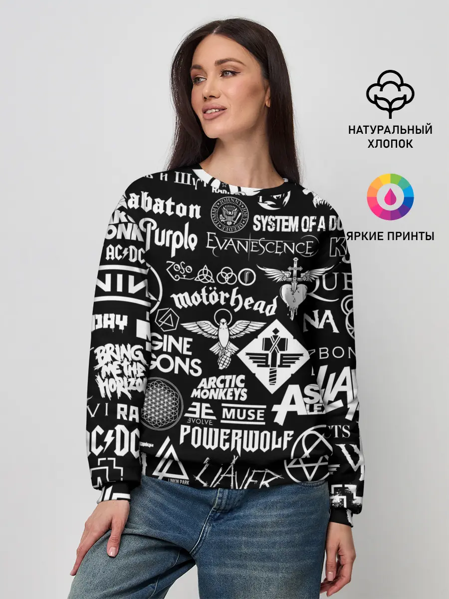 Женский свитшот / ЛОГОТИПЫ РОК ГРУПП