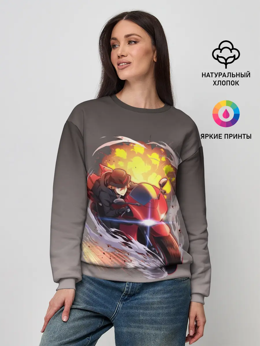 Женский свитшот / Чуя Накахара на мотоцикле взрыв