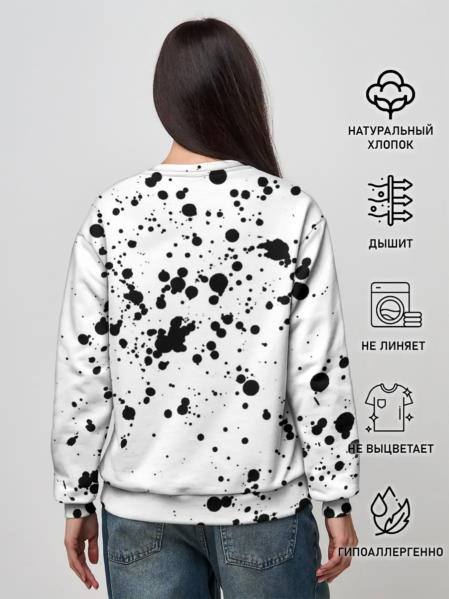 Женский свитшот / Далматинец - брызги чёрными пятнами