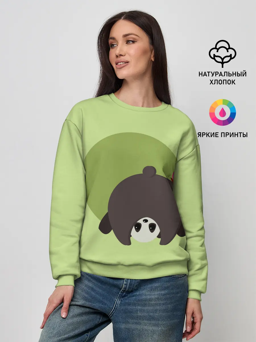 Женский свитшот / Прикольная панда с бабочкой