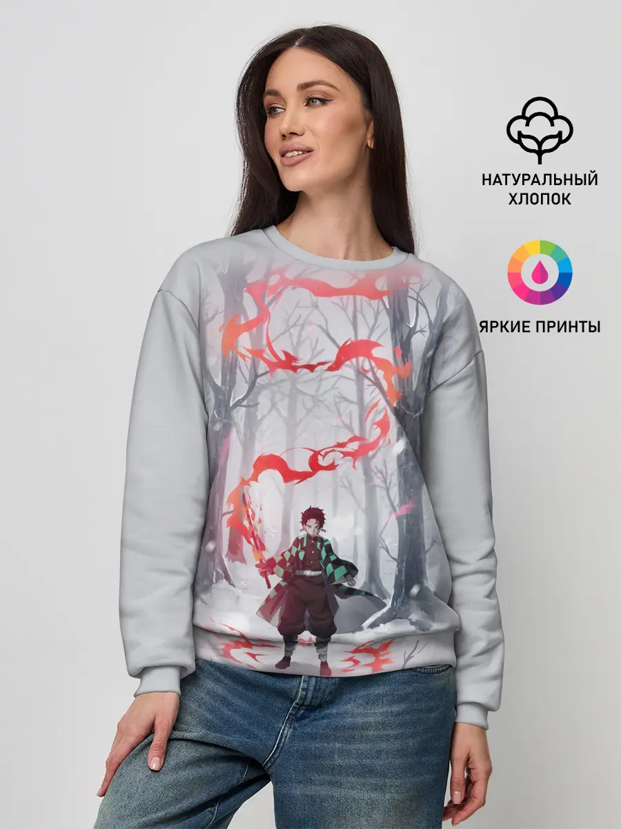 Женский свитшот / KIMETSU NO YAIBA красный след