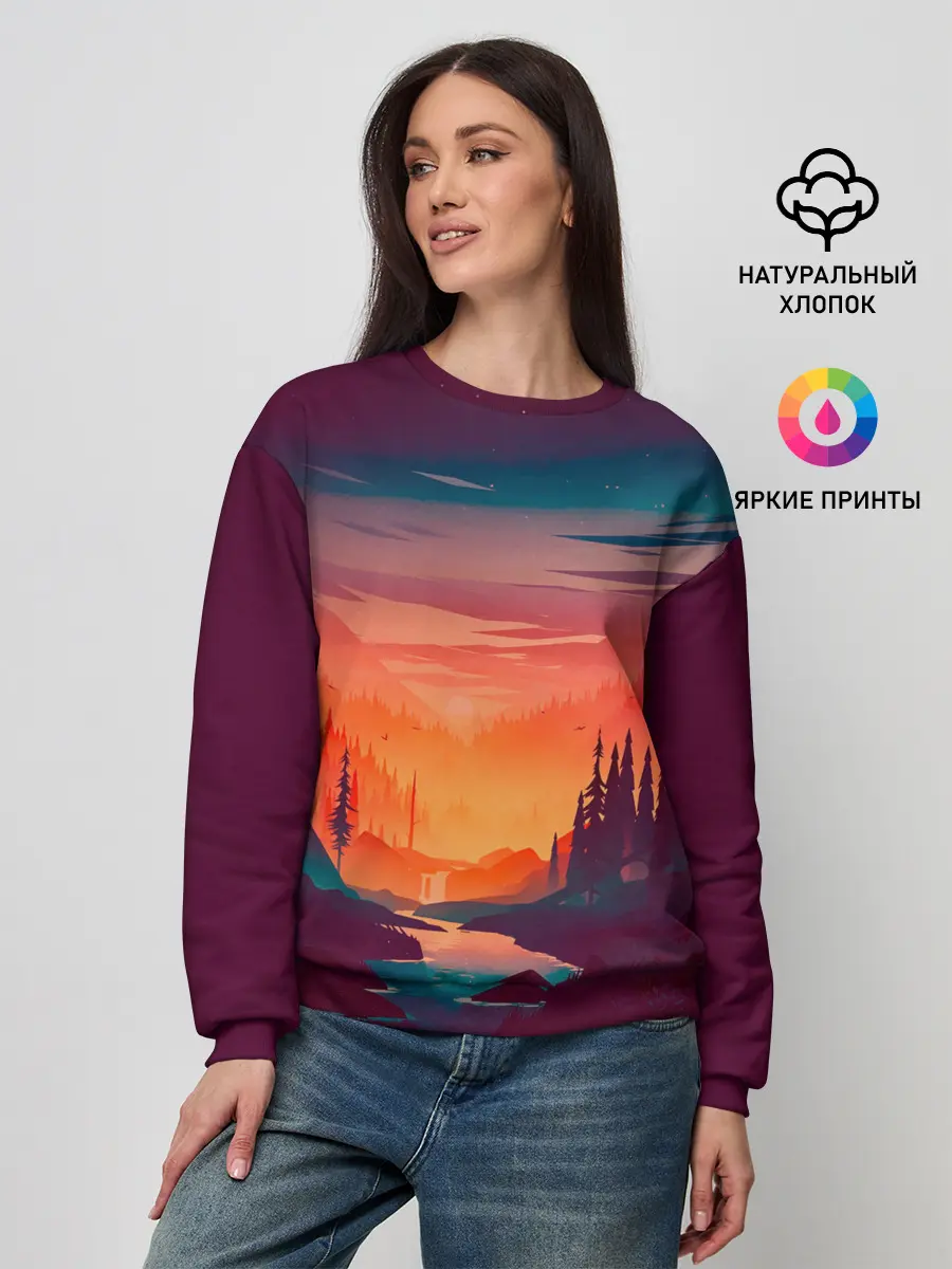 Женский свитшот / Minimal forest sunset