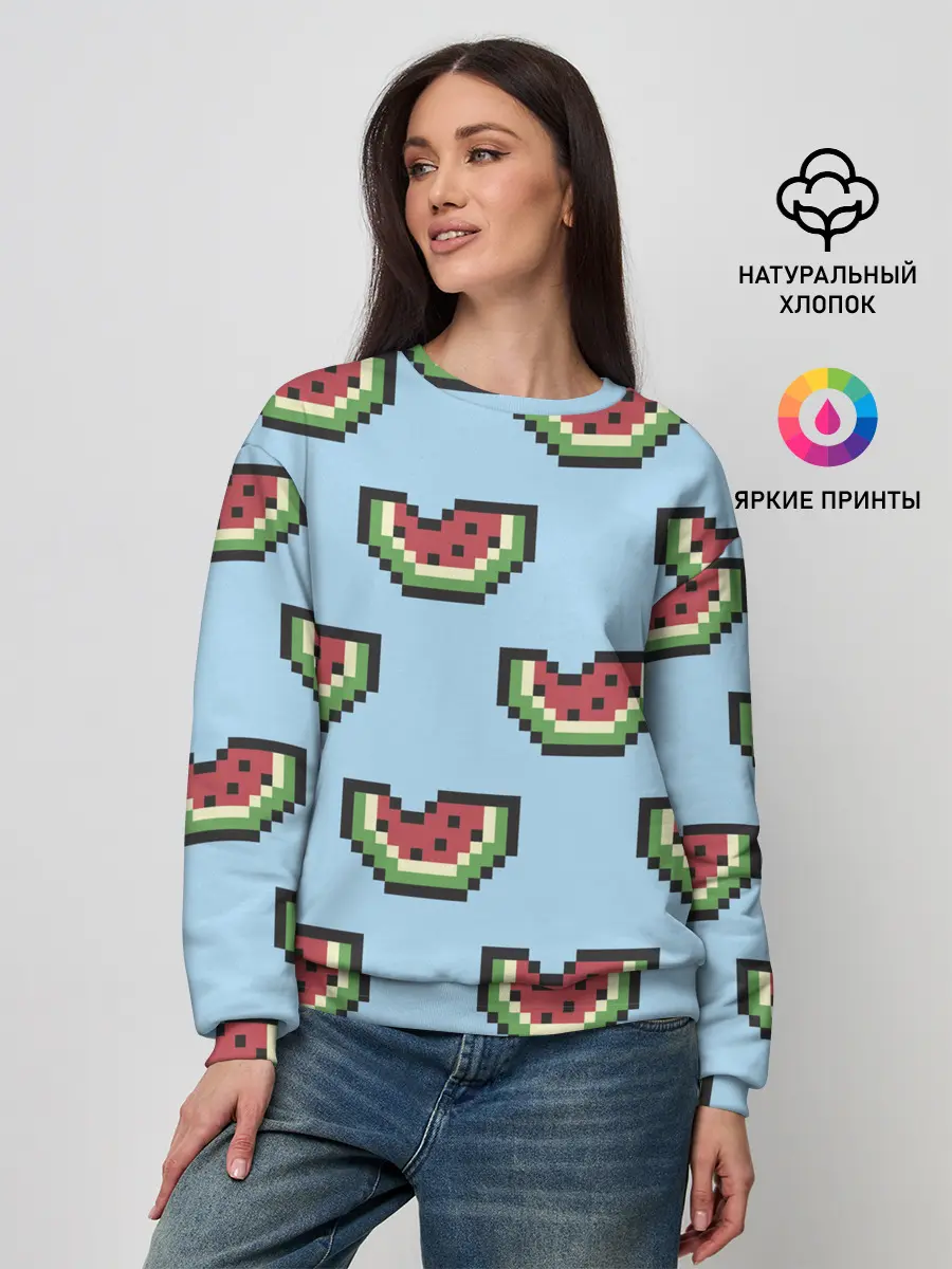 Женский свитшот / Пиксельный арбуз