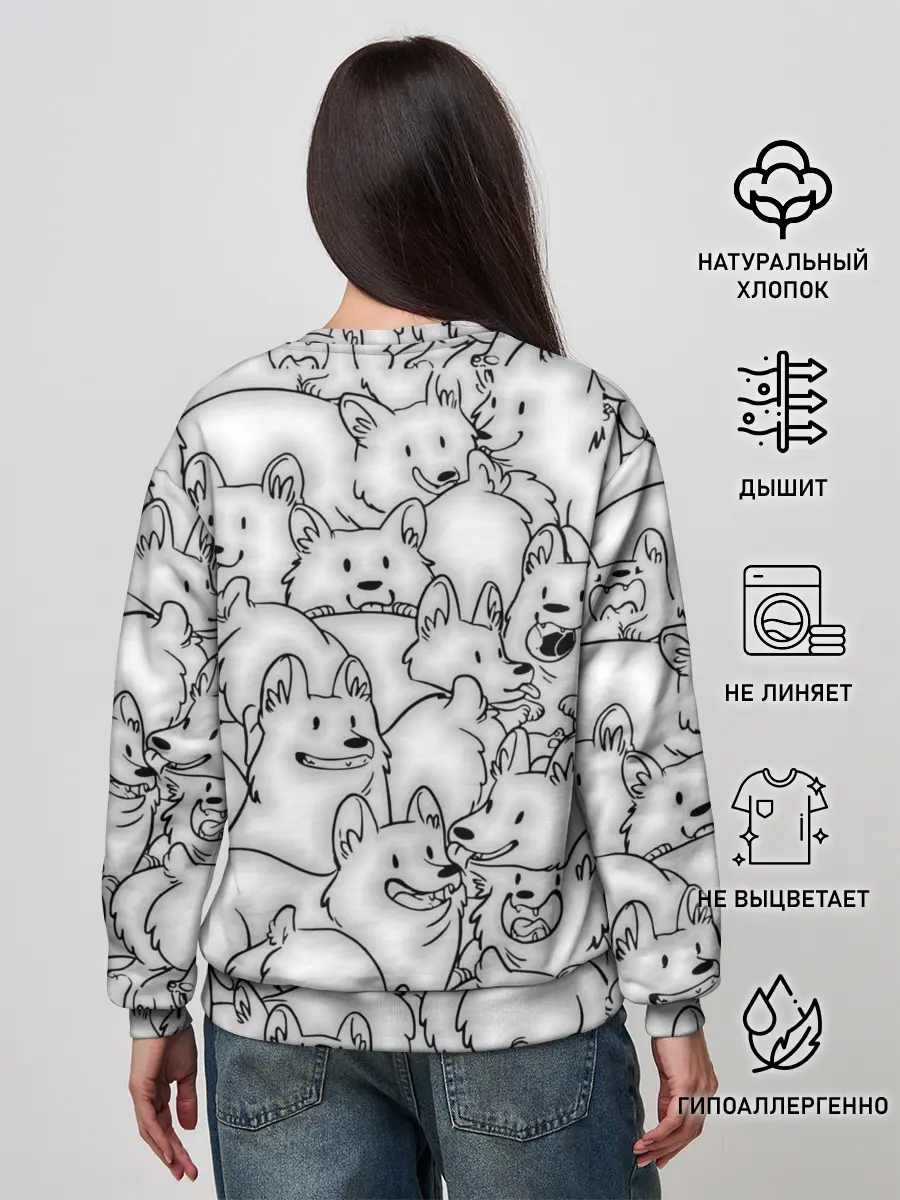 Женский свитшот / Корги ЧБ