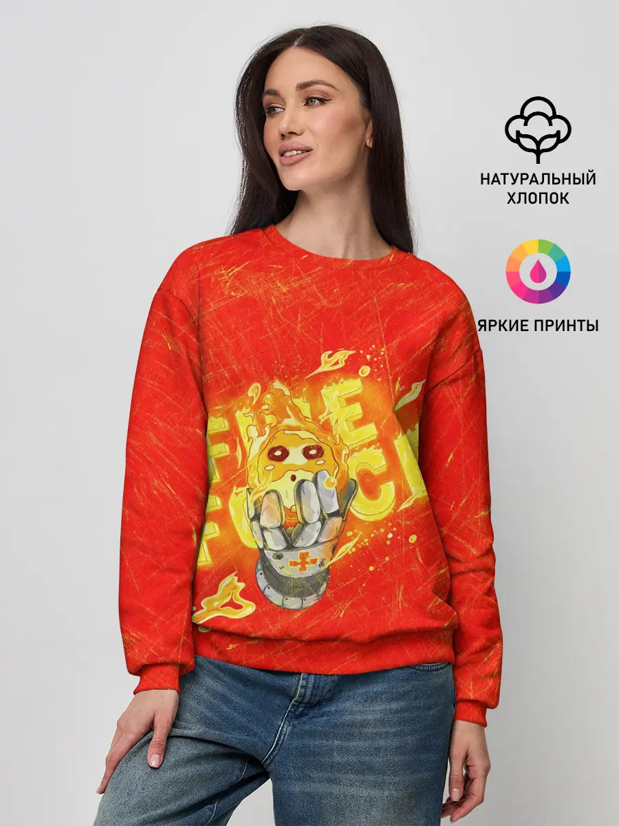 Женский свитшот / пламенная бригада пожарных красный фон