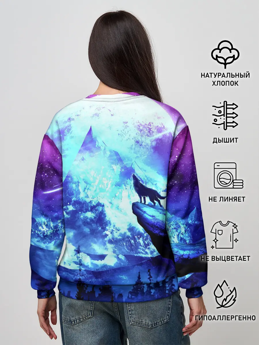 Женский свитшот / Ночь Волк Луна