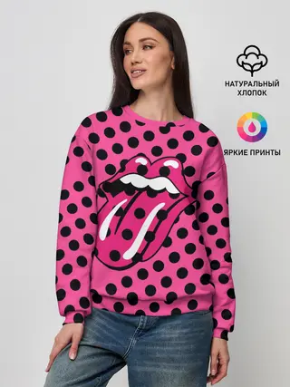 Женский свитшот / rolling stones pink logo