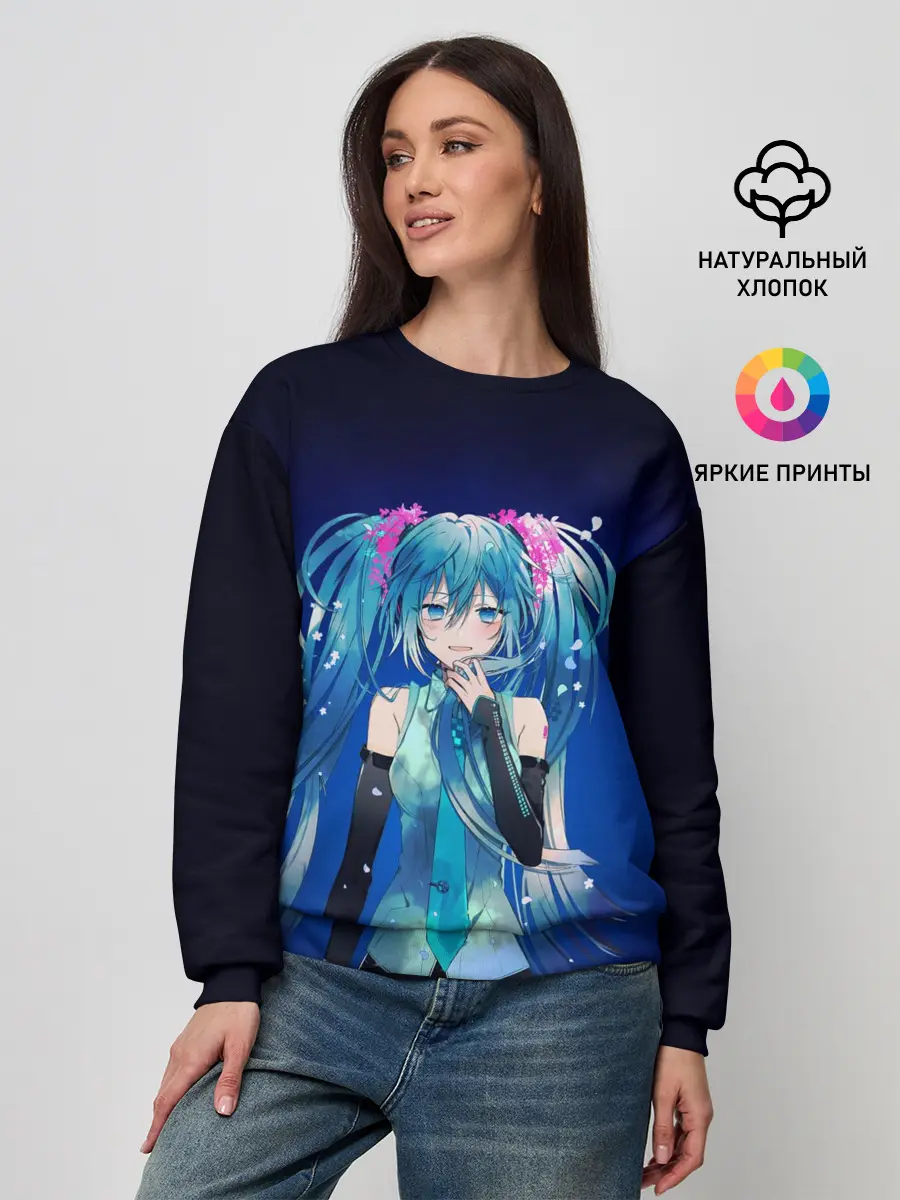 Женский свитшот / Hatsune Miku на черном фоне