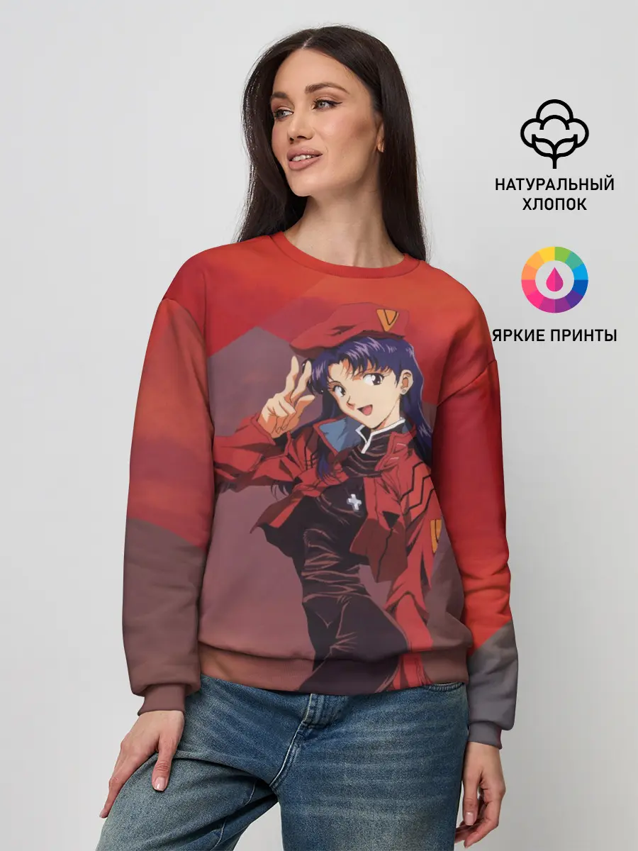 Женский свитшот / Misato Katsuragi на красном