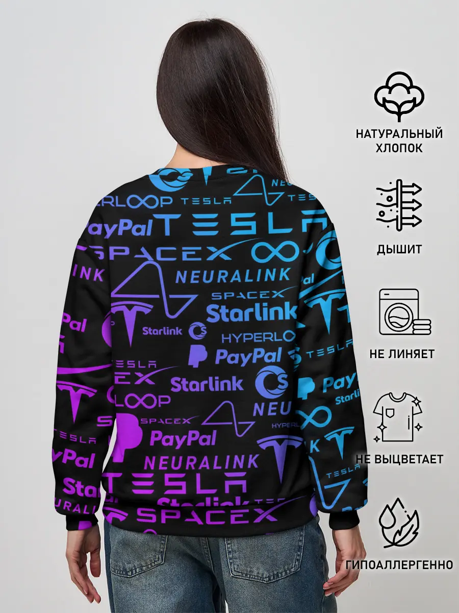 Женский свитшот / ЛОГОТИПЫ ПРОЕКТОВ ИЛОНА МАСКА.