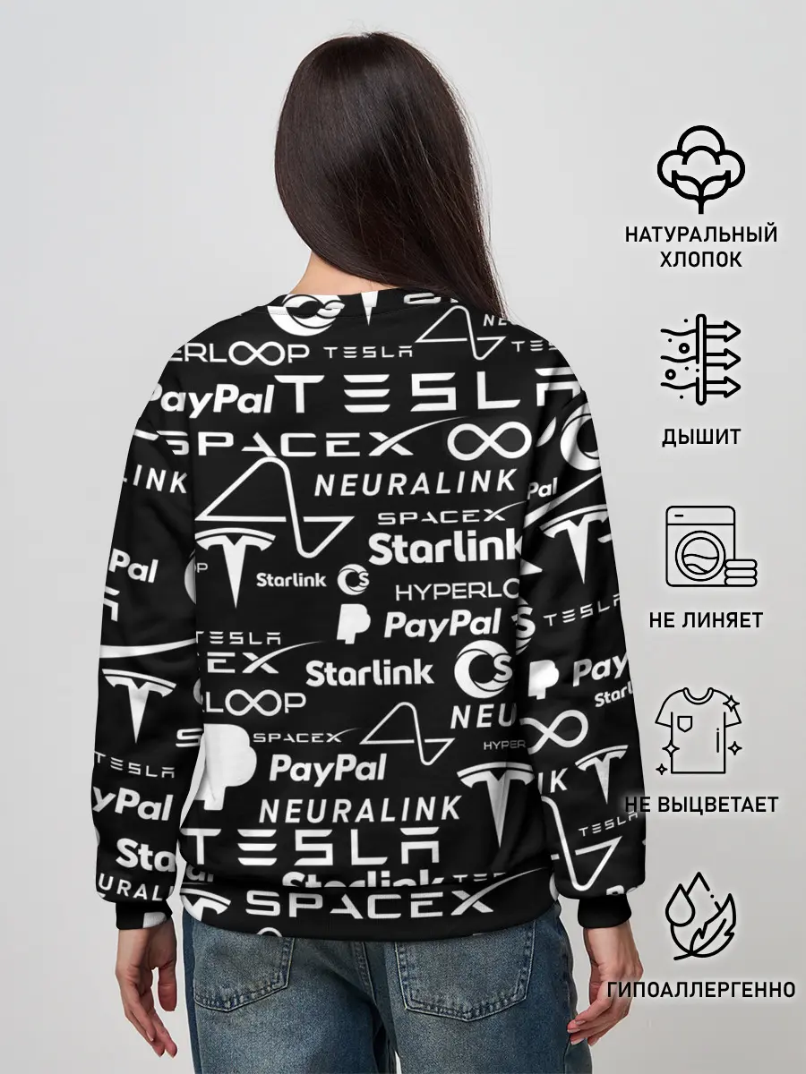 Женский свитшот / ЛОГОТИПЫ ПРОЕКТОВ ИЛОНА МАСКА.