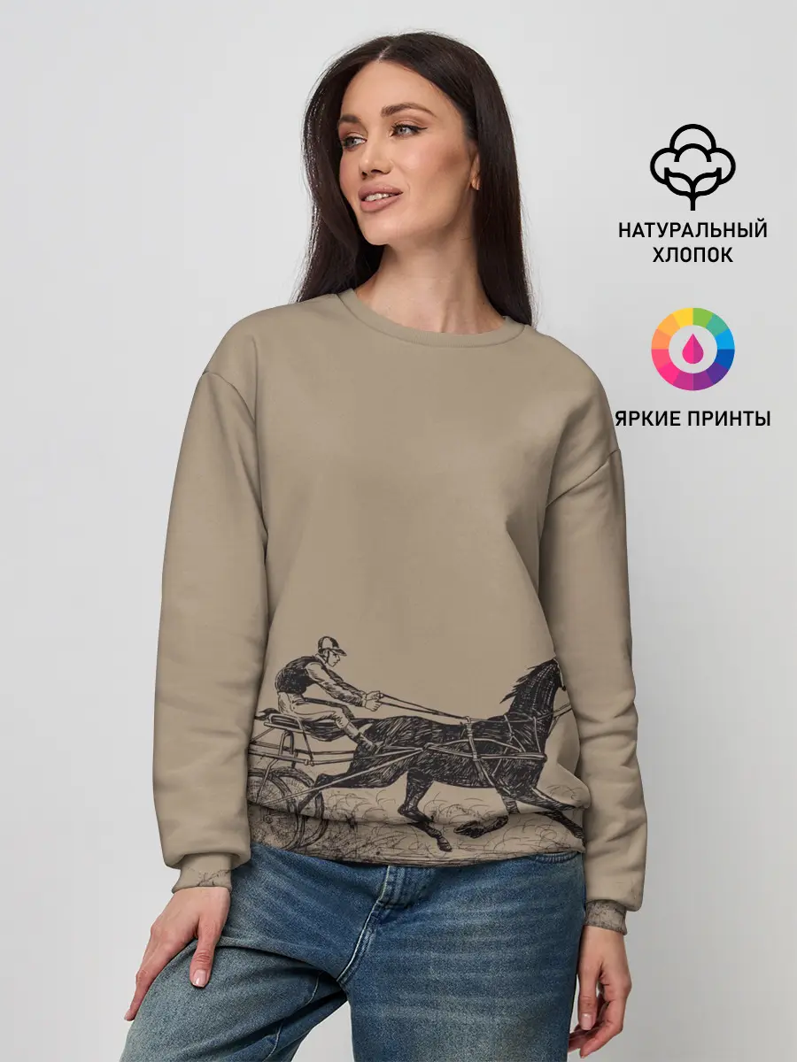 Женский свитшот / лошадь с колесницей