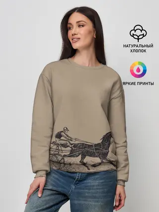 Женский свитшот / лошадь с колесницей
