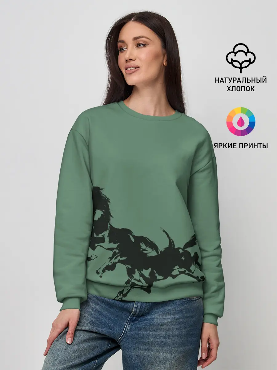 Женский свитшот / черные кони