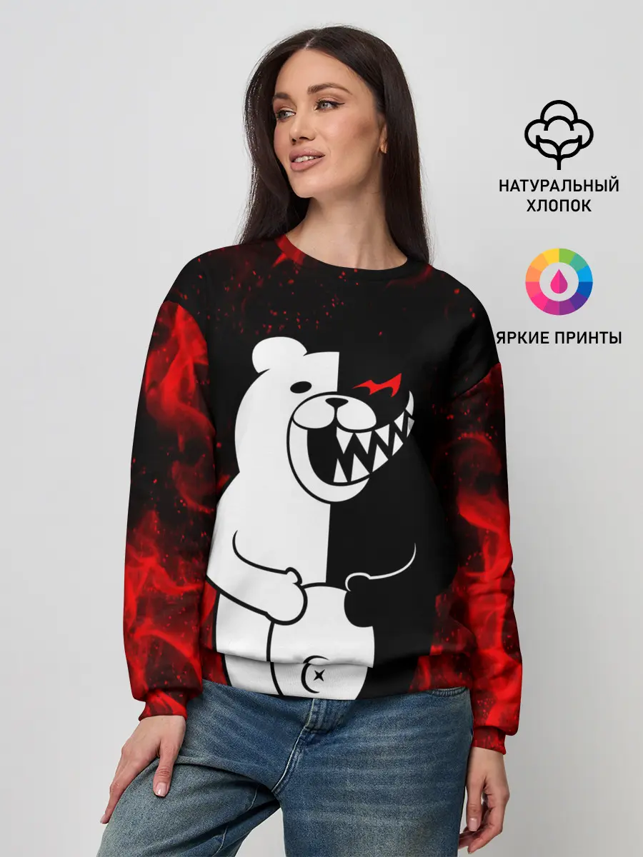Женский свитшот / MONOKUMA В ПЛАМЕНИ / МОНОКУМА
