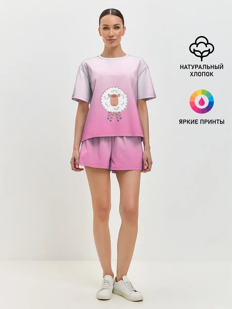 Женская пижама с шортами / веселая овечка