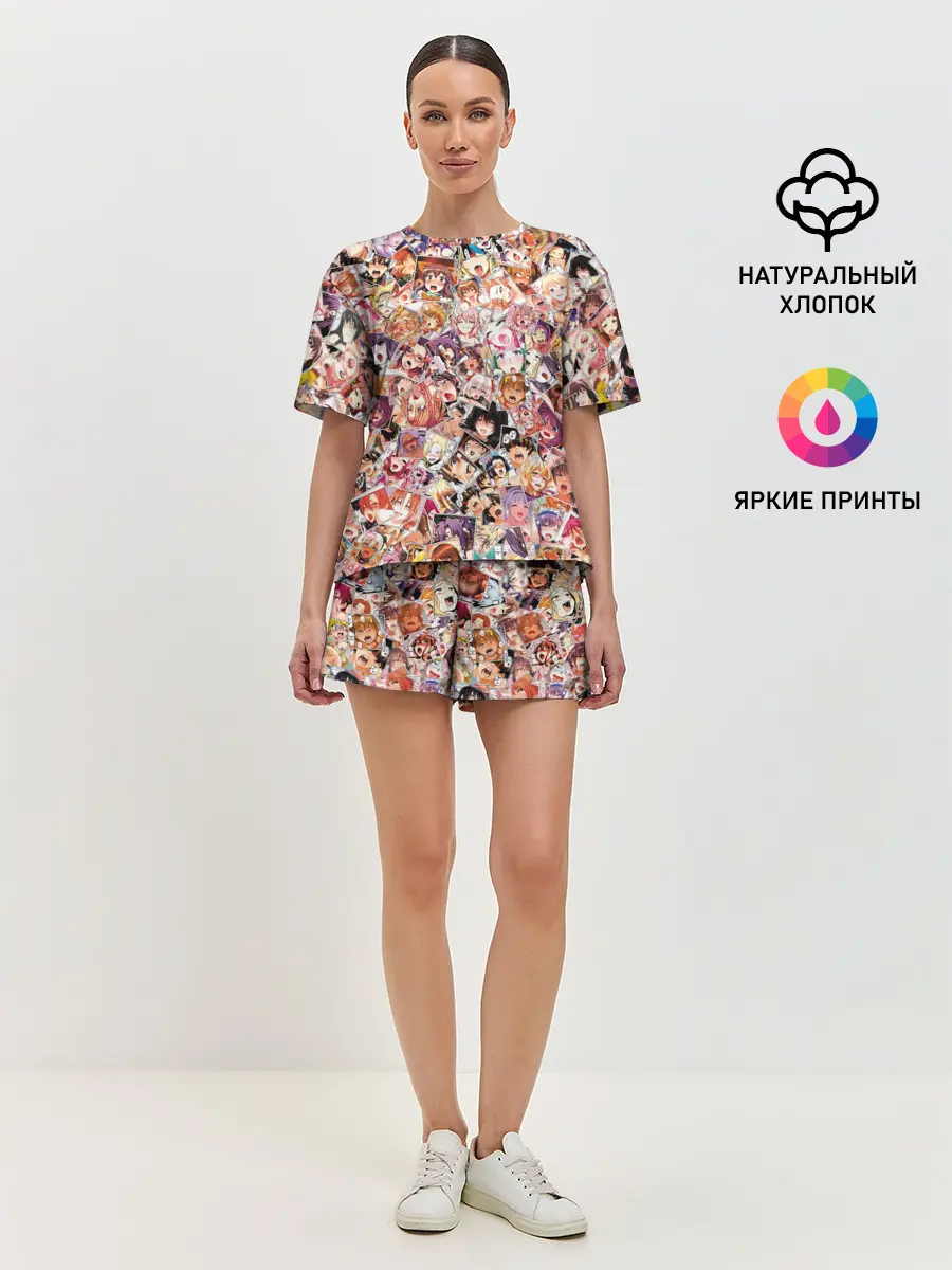 Женская пижама с шортами / Яркий паттерн АХЕГАО