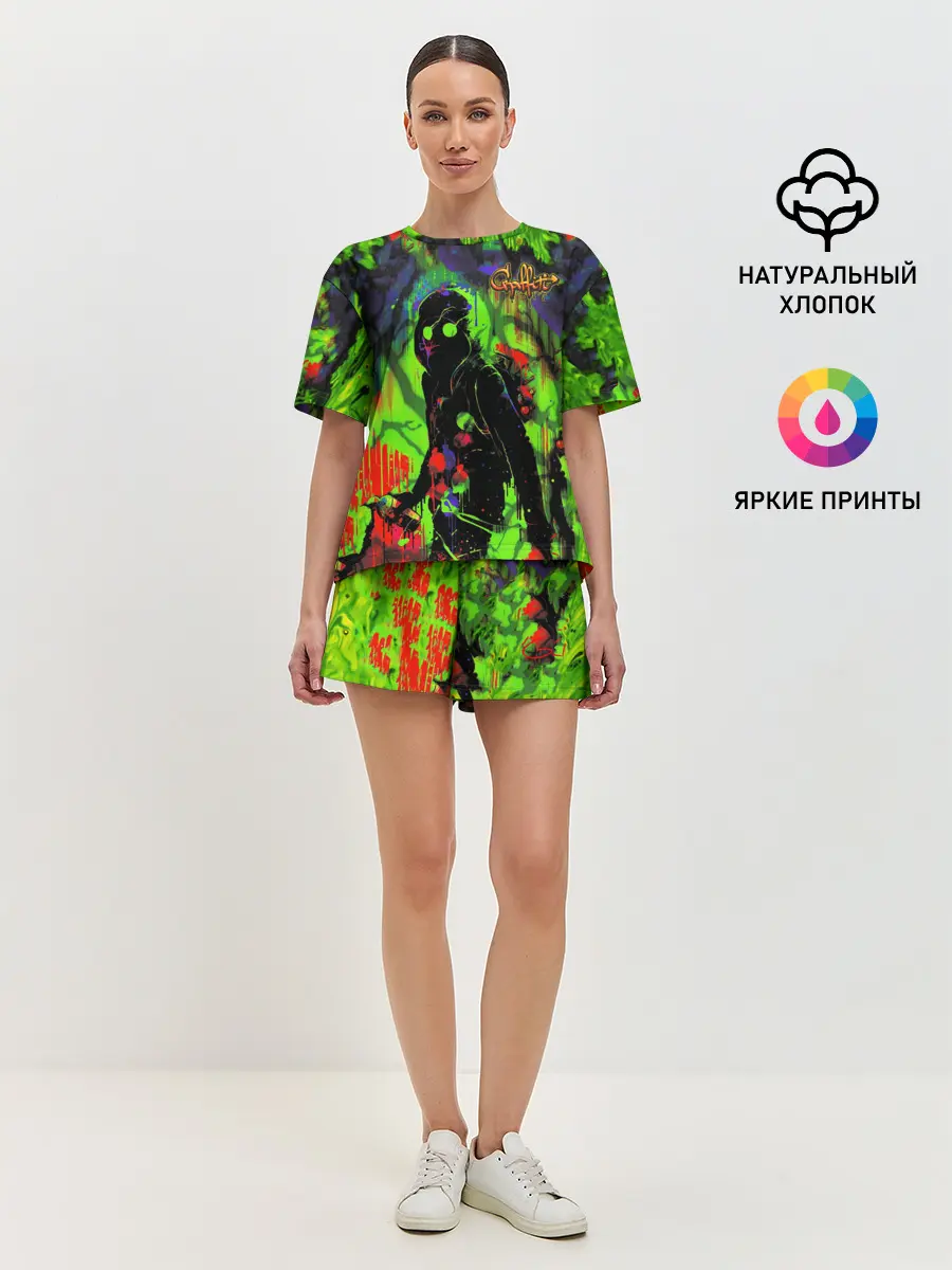 Женская пижама с шортами / Граффити