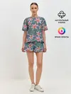 Женская пижама с шортами / Лилии на сером фоне
