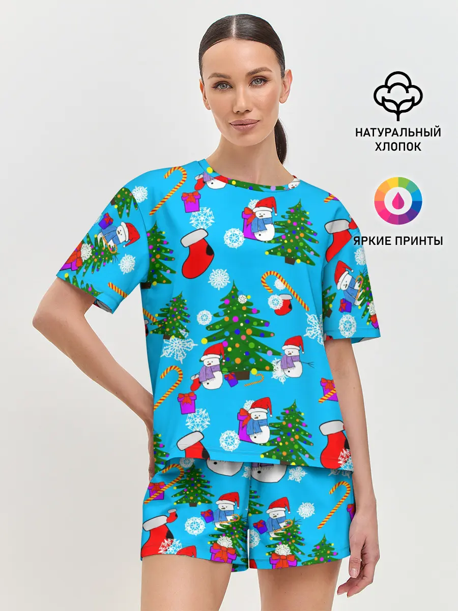 Женская пижама с шортами / Новый год