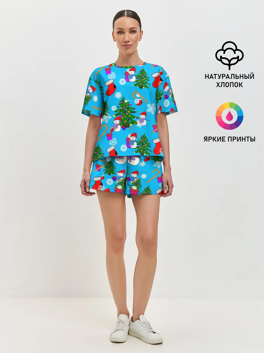 Женская пижама с шортами / Новый год