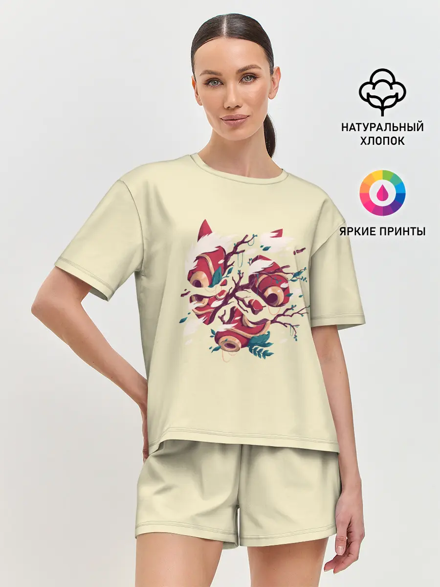 Женская пижама с шортами / Сердце Унесенные призраками