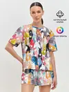 Женская пижама с шортами / цветные лошади