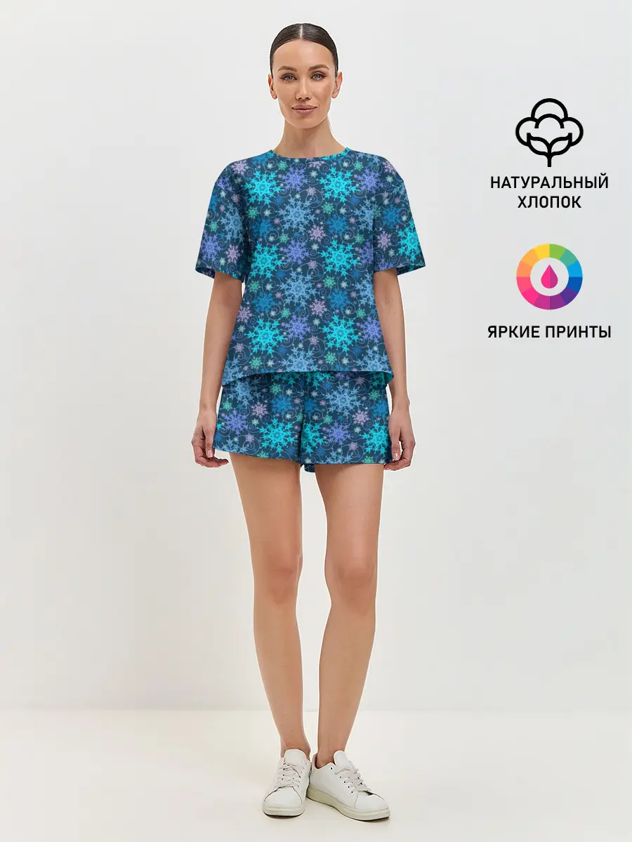Женская пижама с шортами / Новогодние Узоры