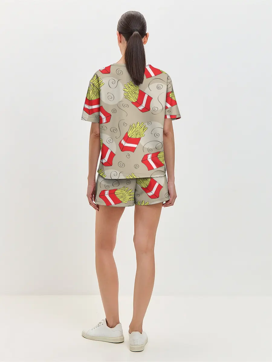 Женская пижама с шортами / Фастфуд - Картошка фри