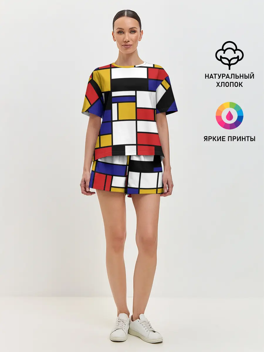 Женская пижама с шортами / Color blocking