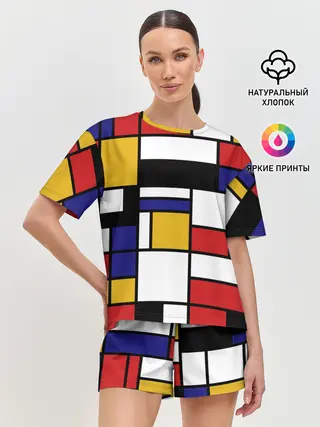 Женская пижама с шортами / Color blocking