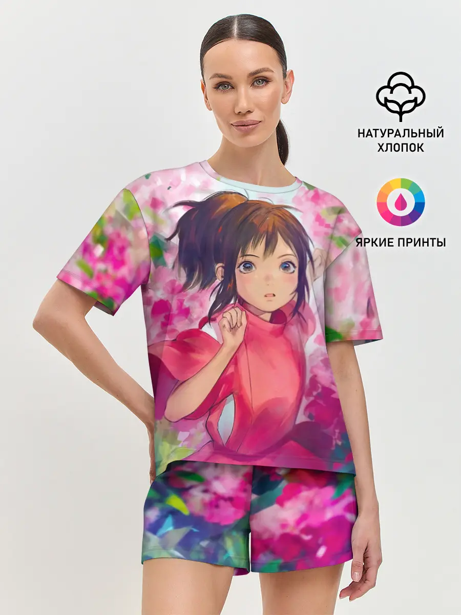 Женская пижама с шортами / Унесенные призраками Акварель