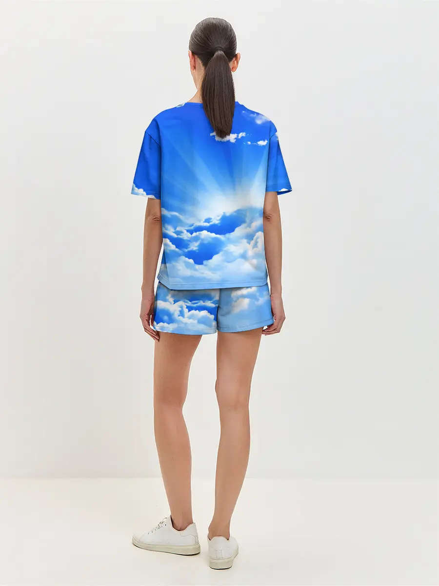 Женская пижама с шортами / Кот в облаках