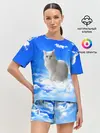 Женская пижама с шортами / Кот в облаках
