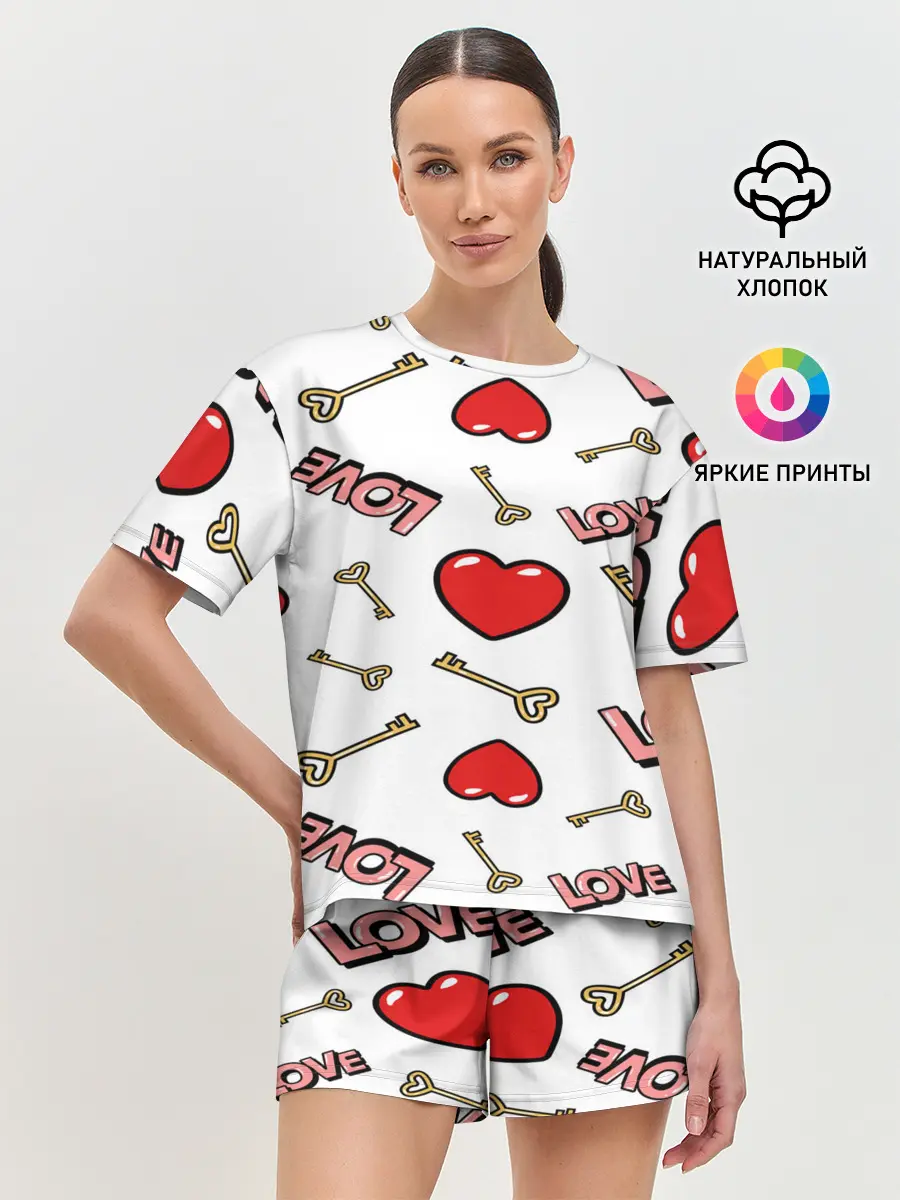 Женская пижама с шортами / Valentines Day