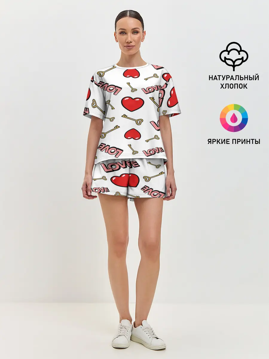 Женская пижама с шортами / Valentines Day