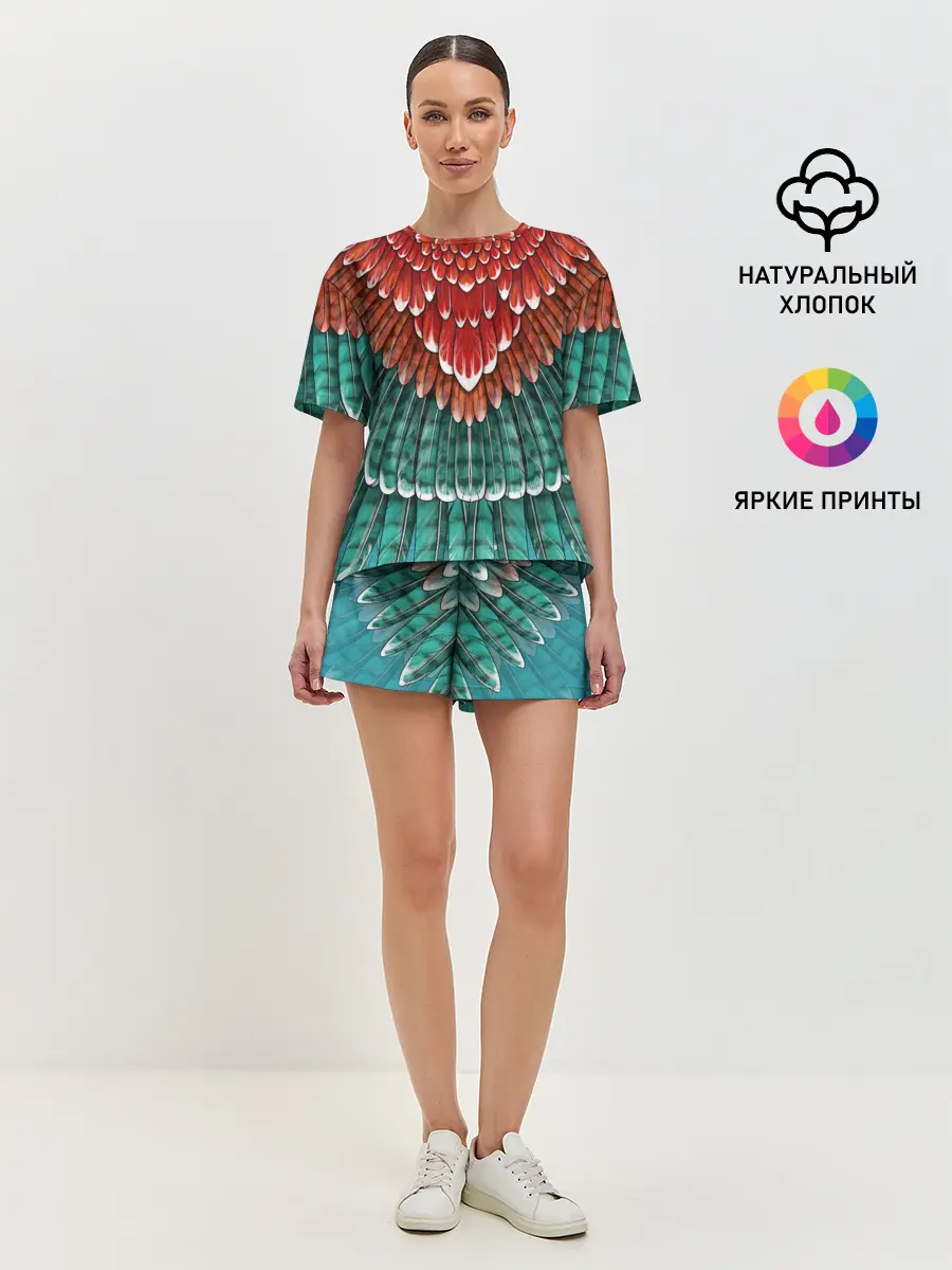 Женская пижама с шортами / Оперение зимородка