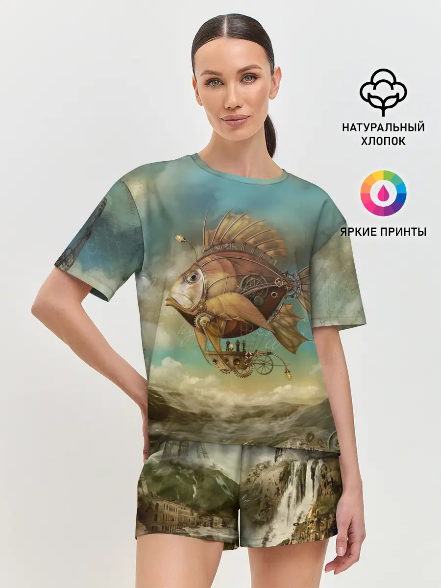 Женская пижама с шортами / Рыба-дирижабль