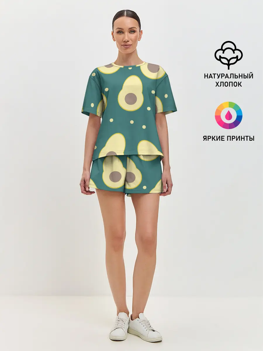 Женская пижама с шортами / Авокадо