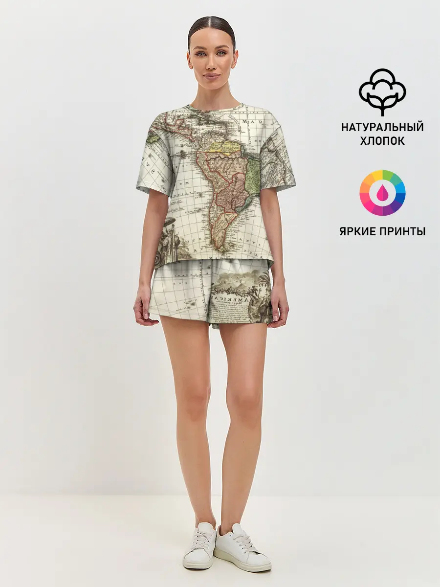 Женская пижама с шортами / ВИНТАЖНАЯ КАРТА