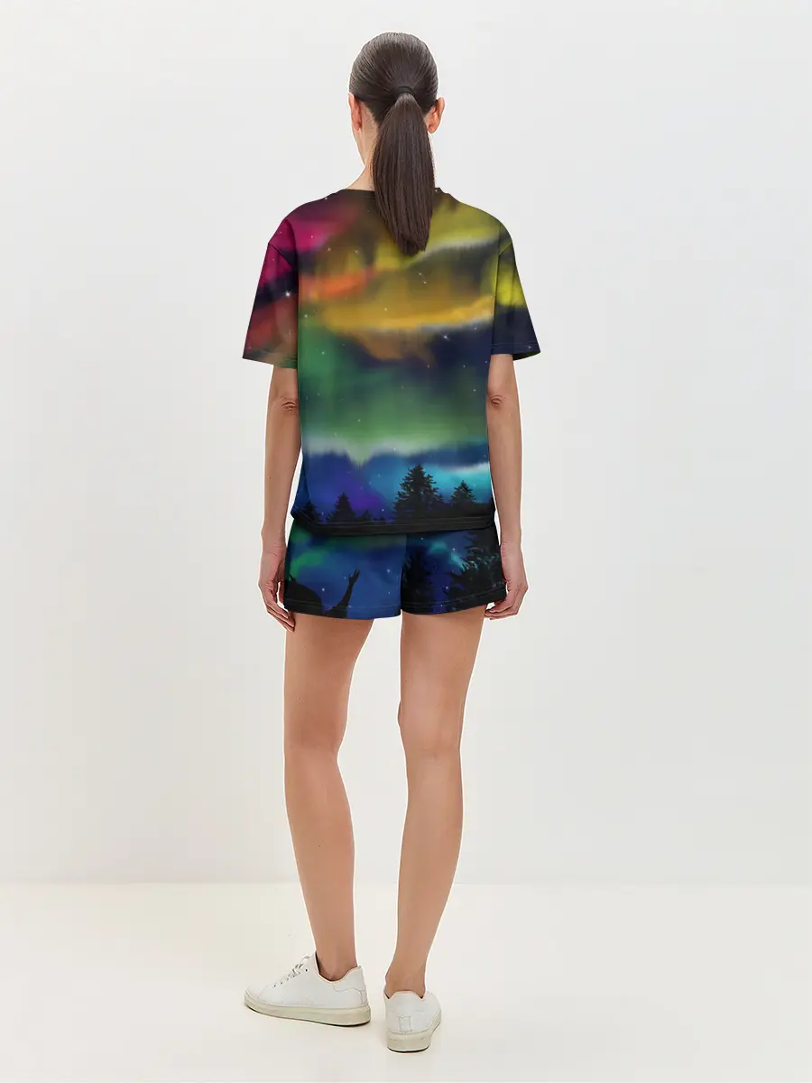 Женская пижама с шортами / Северное сияние