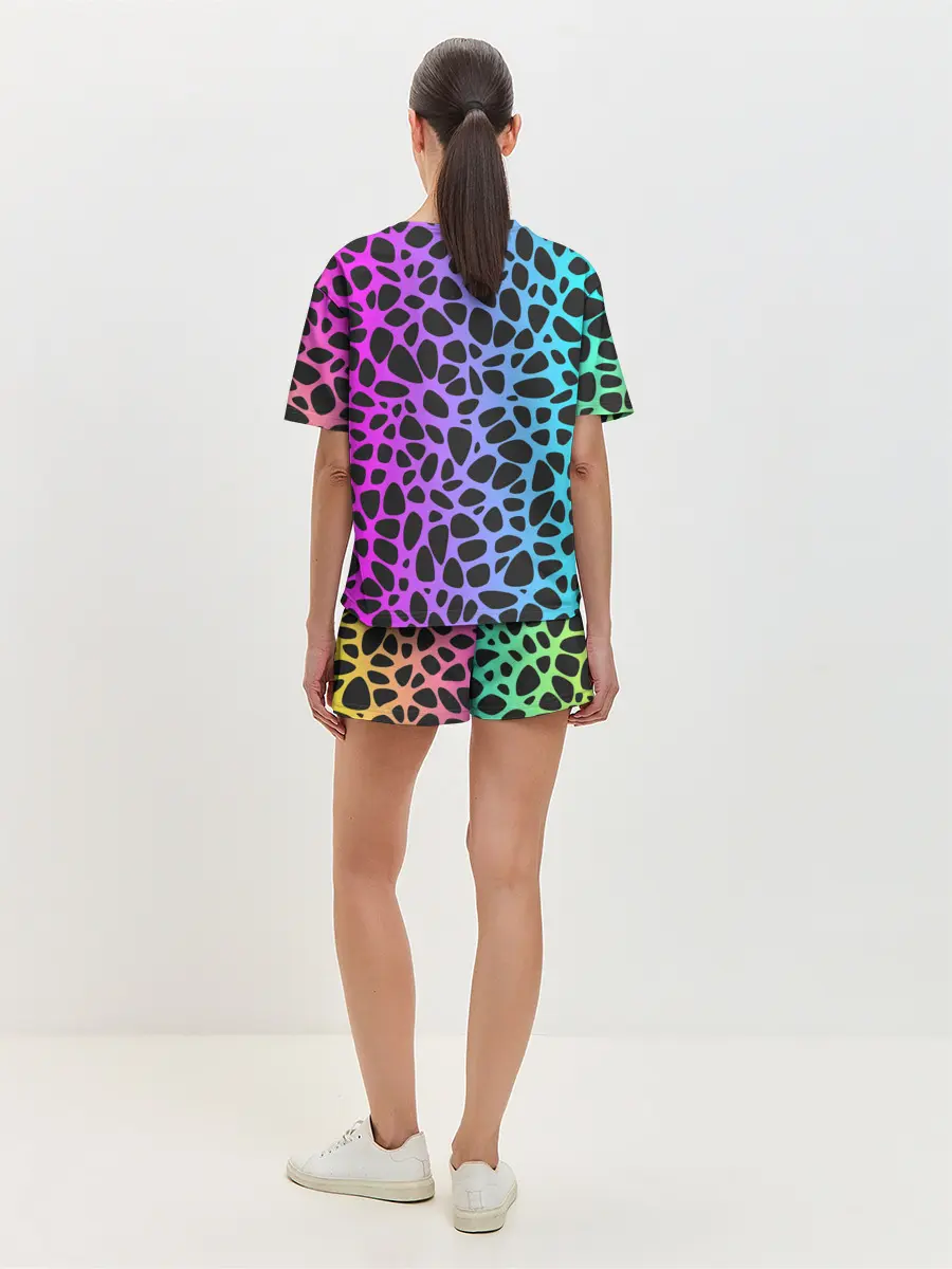 Женская пижама с шортами / Неоновый градиент
