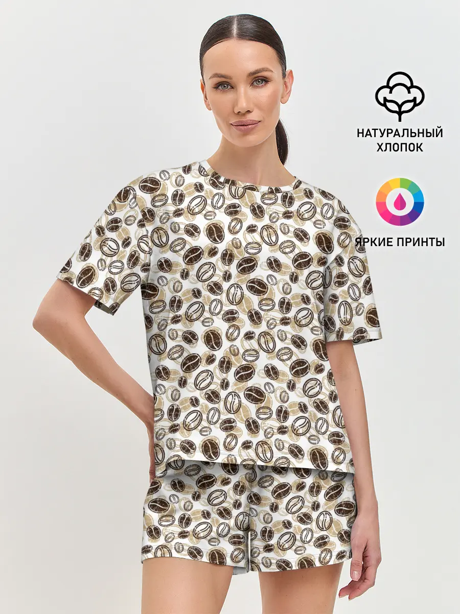 Женская пижама с шортами / Кофе