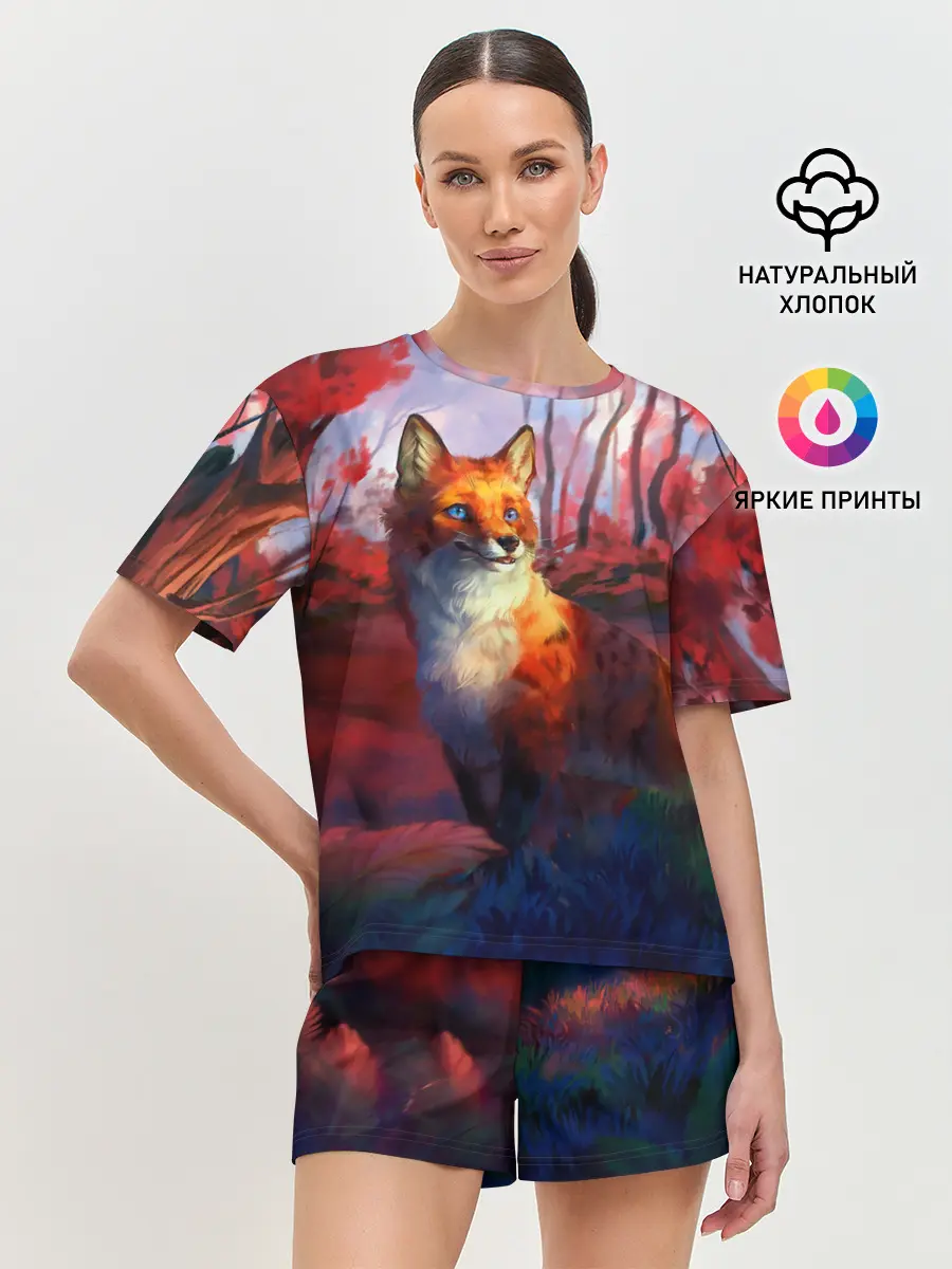 Женская пижама с шортами / Рыжая лиса