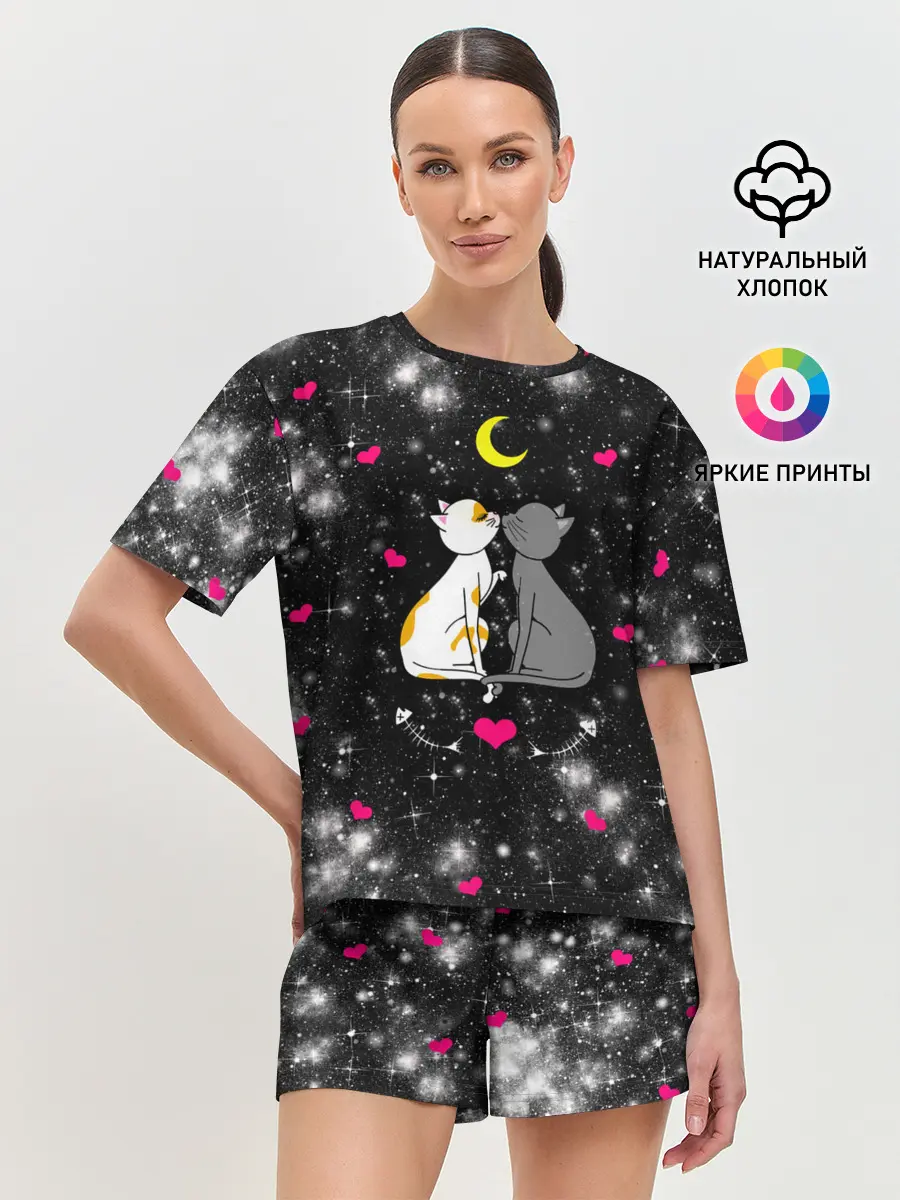 Женская пижама с шортами / Кошачья Любовь