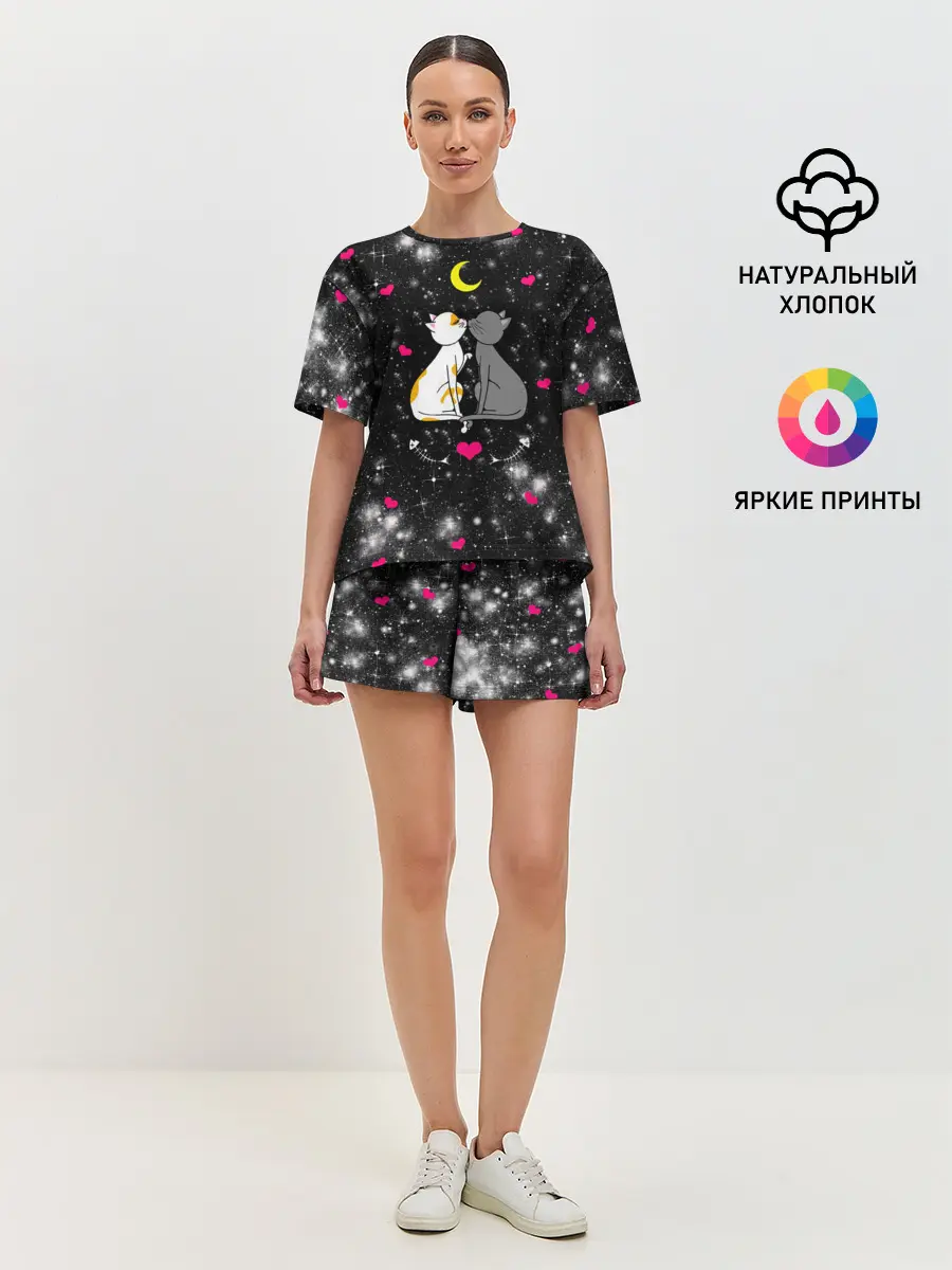 Женская пижама с шортами / Кошачья Любовь