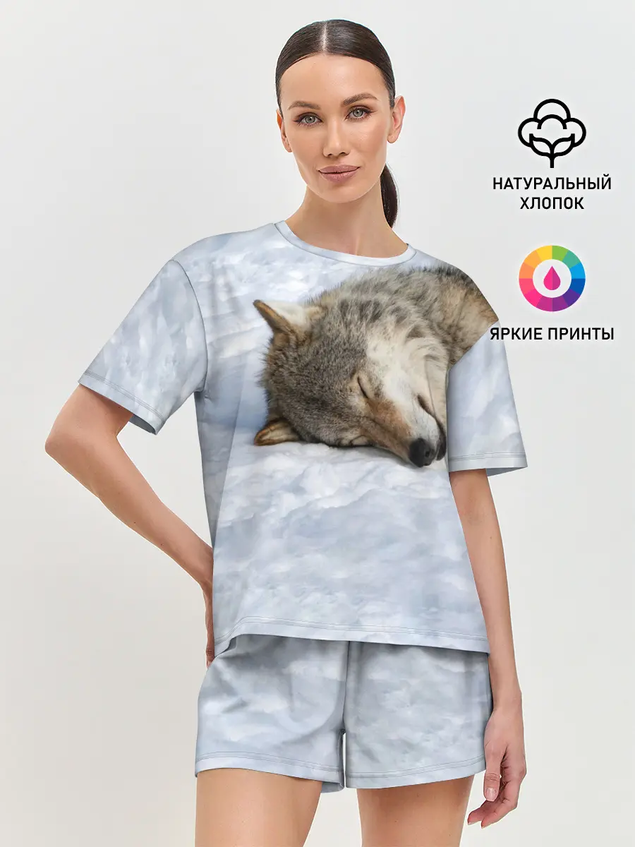 Женская пижама с шортами / Спящий Волк