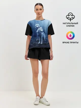 Женская пижама с шортами / Волки